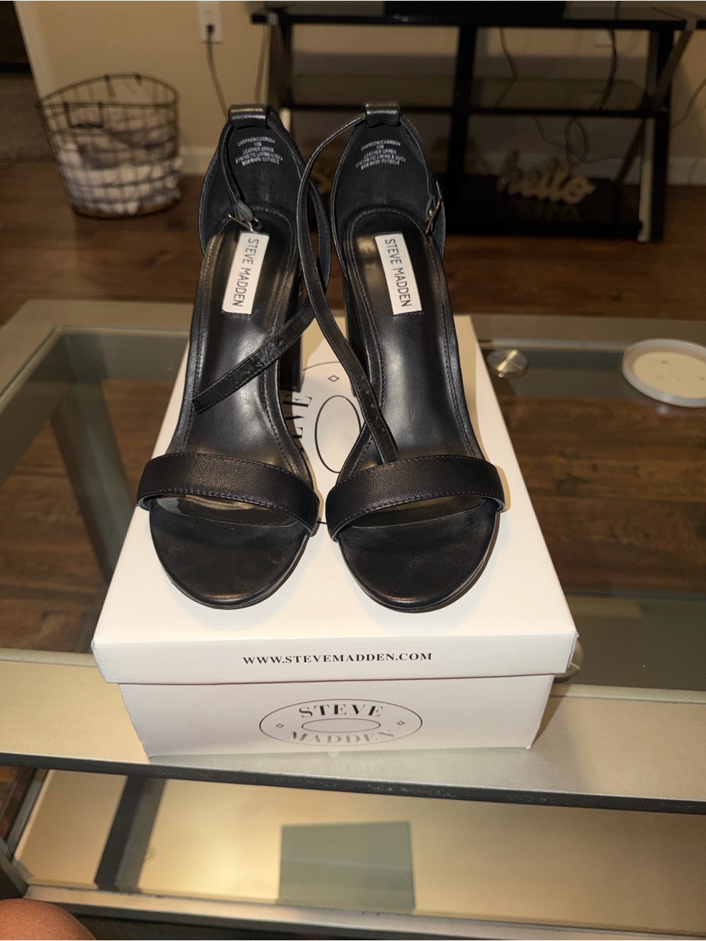 Steve Madden Black Open-Toe Cross-Strap Heels